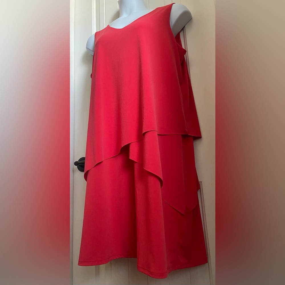 Susan Graver Midi Liquid Knit Sleeveless Tiered V-neckline Dress Size XL Petite - Picture 9 of 11